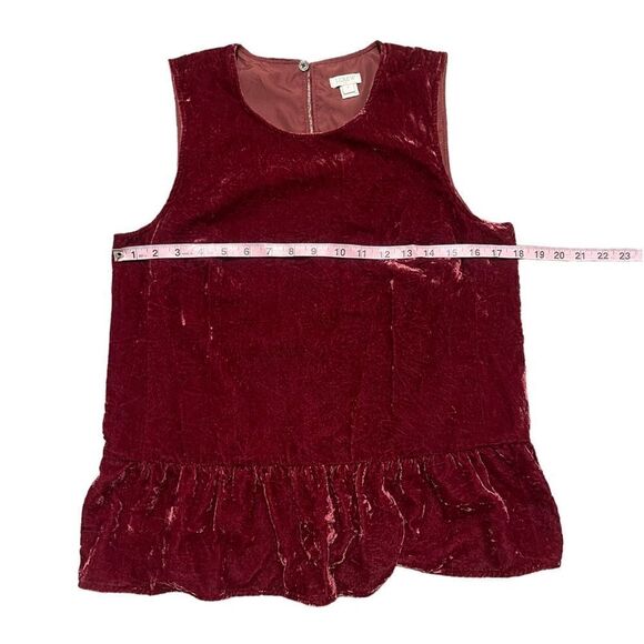 J.Crew Factory Red Velvet Peplum Top - Picture 6 of 11